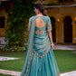 Zari Shimmer Sequins and Thread Embroidery Work Lehenga