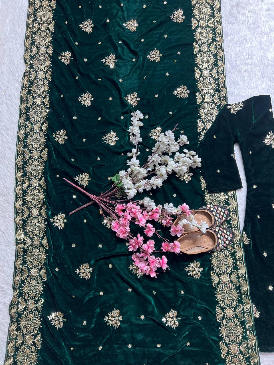 Heavy Embroidery Multi Needle Sequence Work Suit