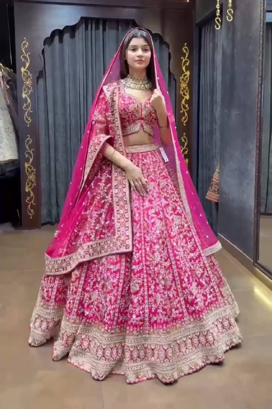 Launching 4 meter flared Fox Georgette Sequins Embroidered Work Lehenga