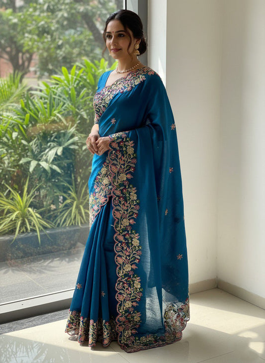 Party Wear Soft Fendy Chiffon Saree