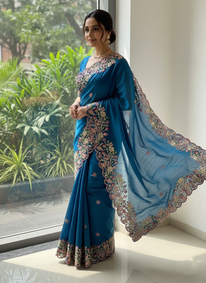 Party Wear Soft Fendy Chiffon Saree