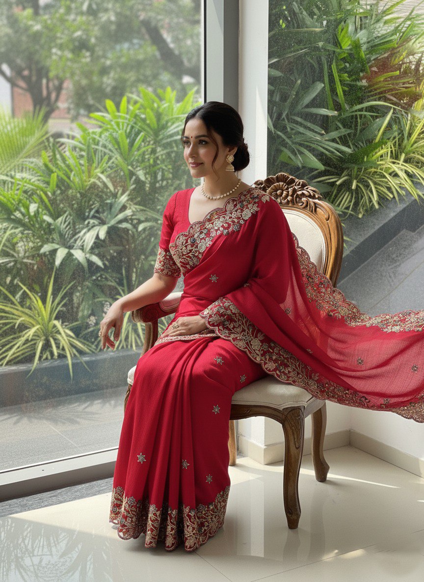Party Wear Soft Fendy Chiffon Saree