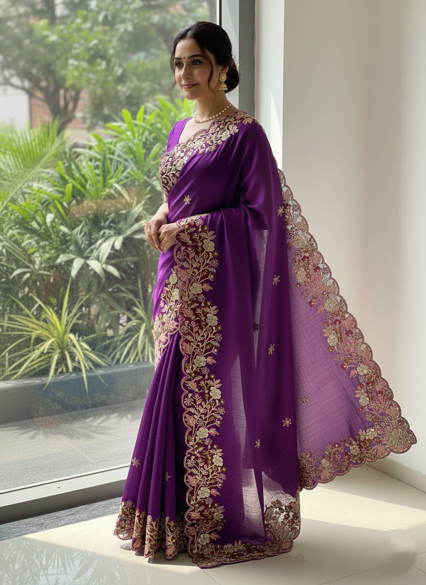 Party Wear Soft Fendy Chiffon Saree