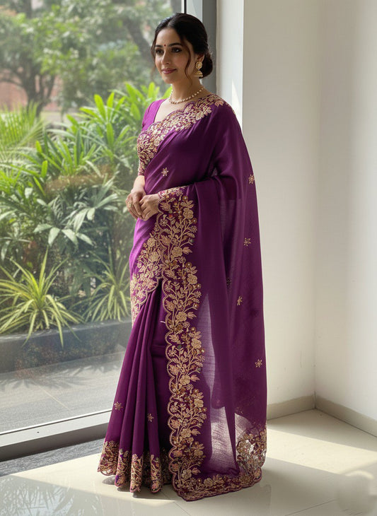 Party Wear Soft Fendy Chiffon Saree