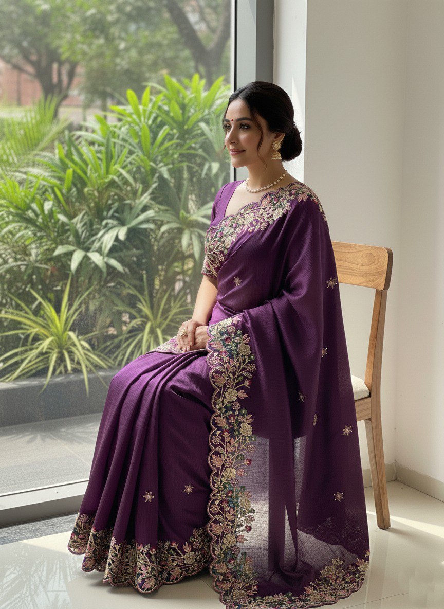 Party Wear Soft Fendy Chiffon Saree