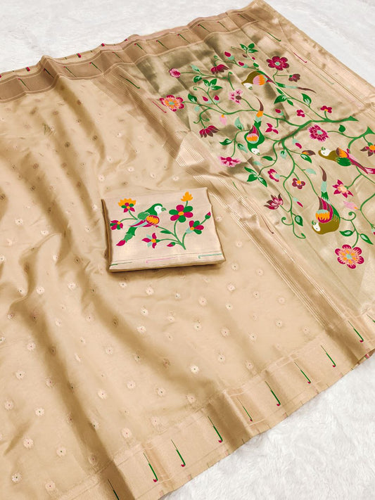 Paithani saree Heavy Tissue mina butti with weaving Jari Saree