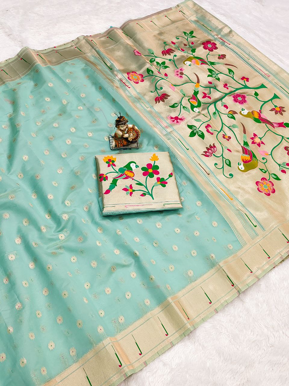 Paithani saree Heavy Tissue mina butti with weaving Jari Saree