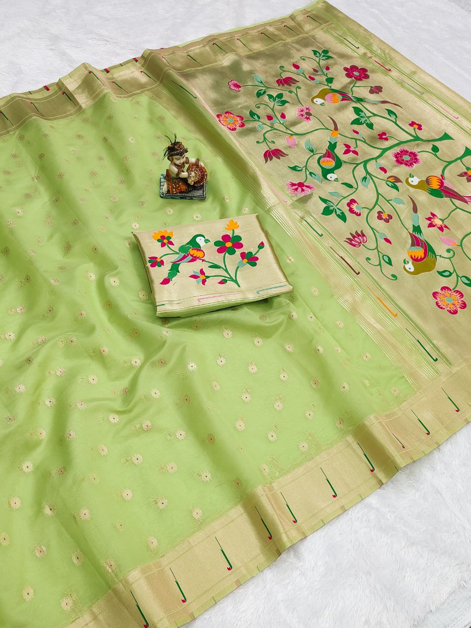 Paithani saree Heavy Tissue mina butti with weaving Jari Saree