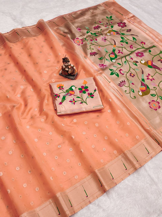 Paithani saree Heavy Tissue mina butti with weaving Jari Saree