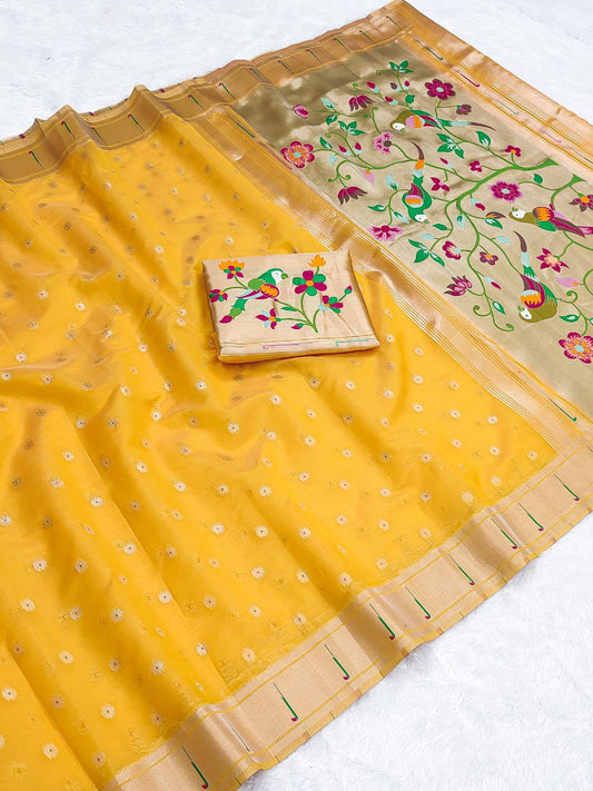 Paithani saree Heavy Tissue mina butti with weaving Jari Saree