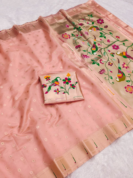 Paithani saree Heavy Tissue mina butti with weaving Jari Saree