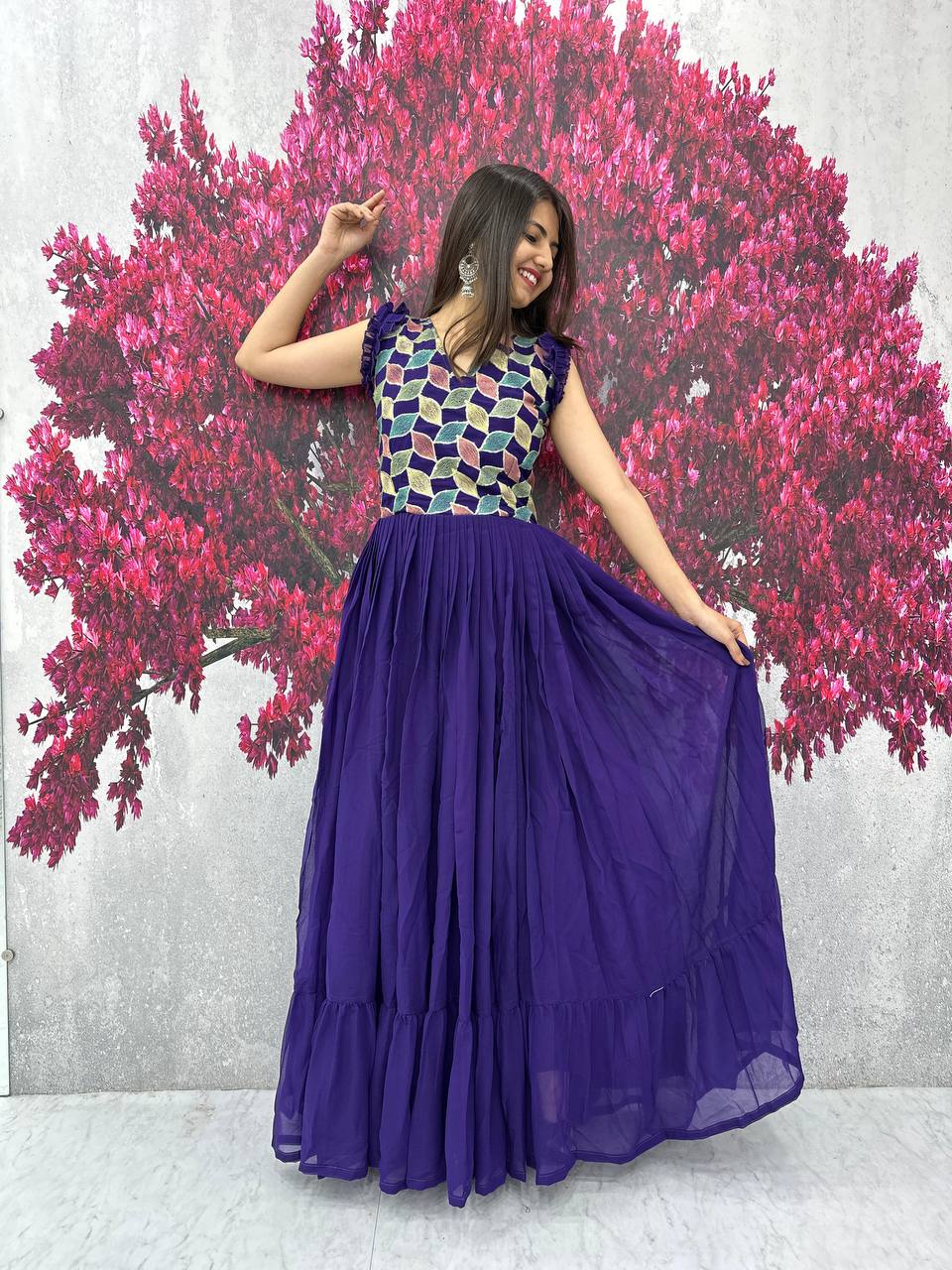 Fox Georgette Launching Embroidered Gown