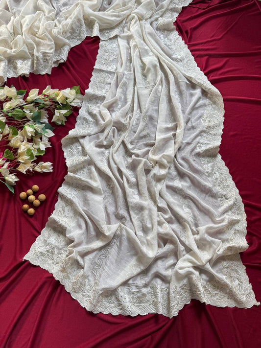 Fandy sattin Silk saree with beautiful embroidery saree