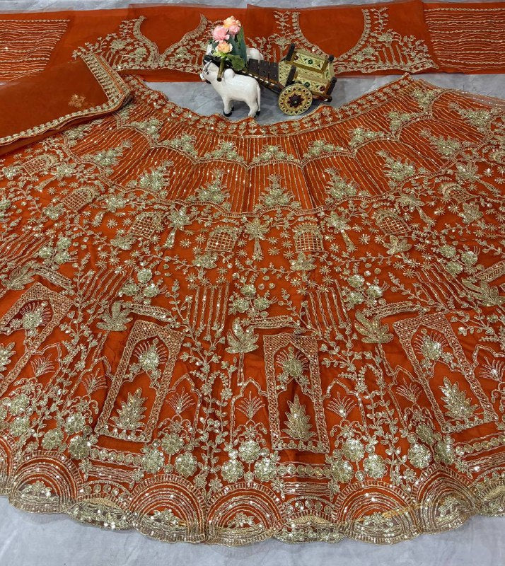 Einführung eines 4 Meter ausgestellten Coding Sequins Work Lehenga
