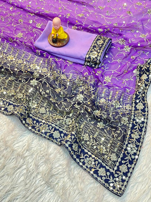 SOFT GEORGETTE PEDING FABRIC ON BEAUTIFUL SAREE
