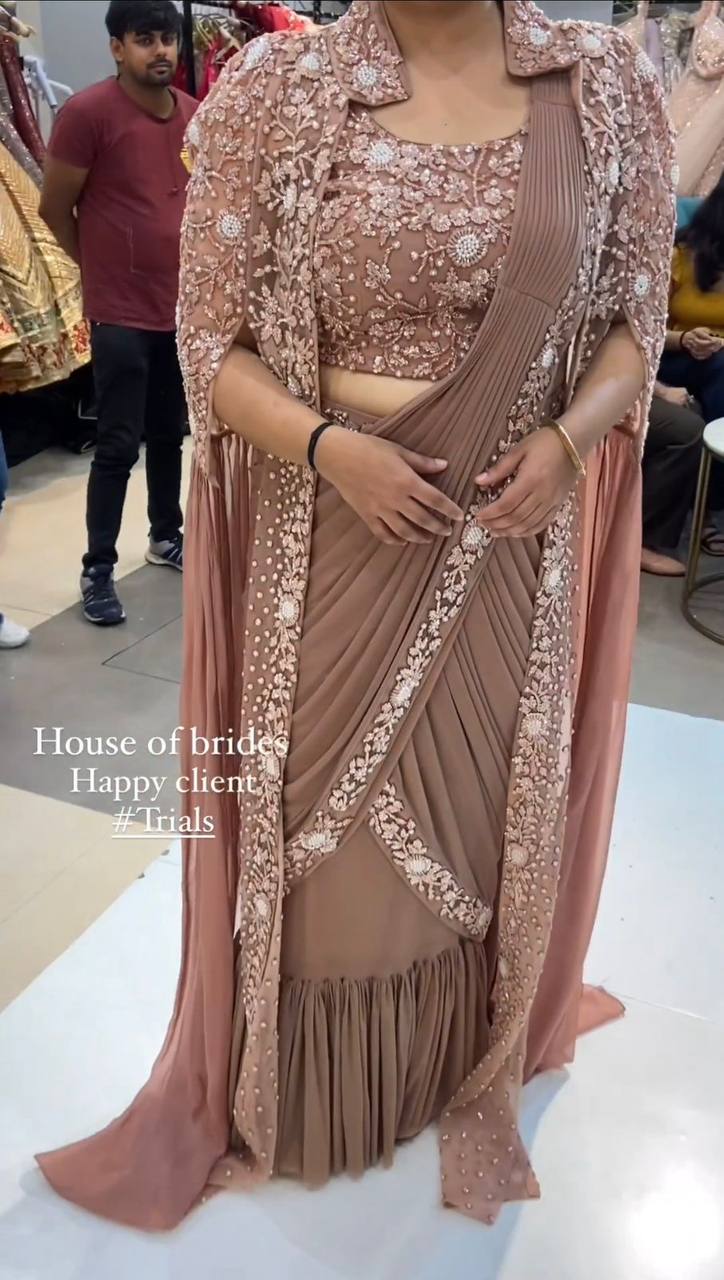 Foux Gorgette Reday to wear Lehengha  saree