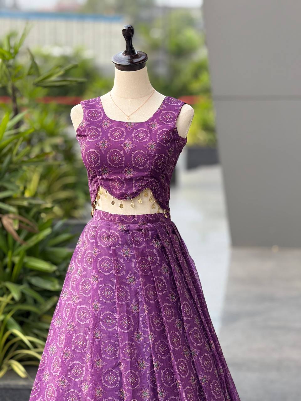 Pure organza silk digital printed lehnga