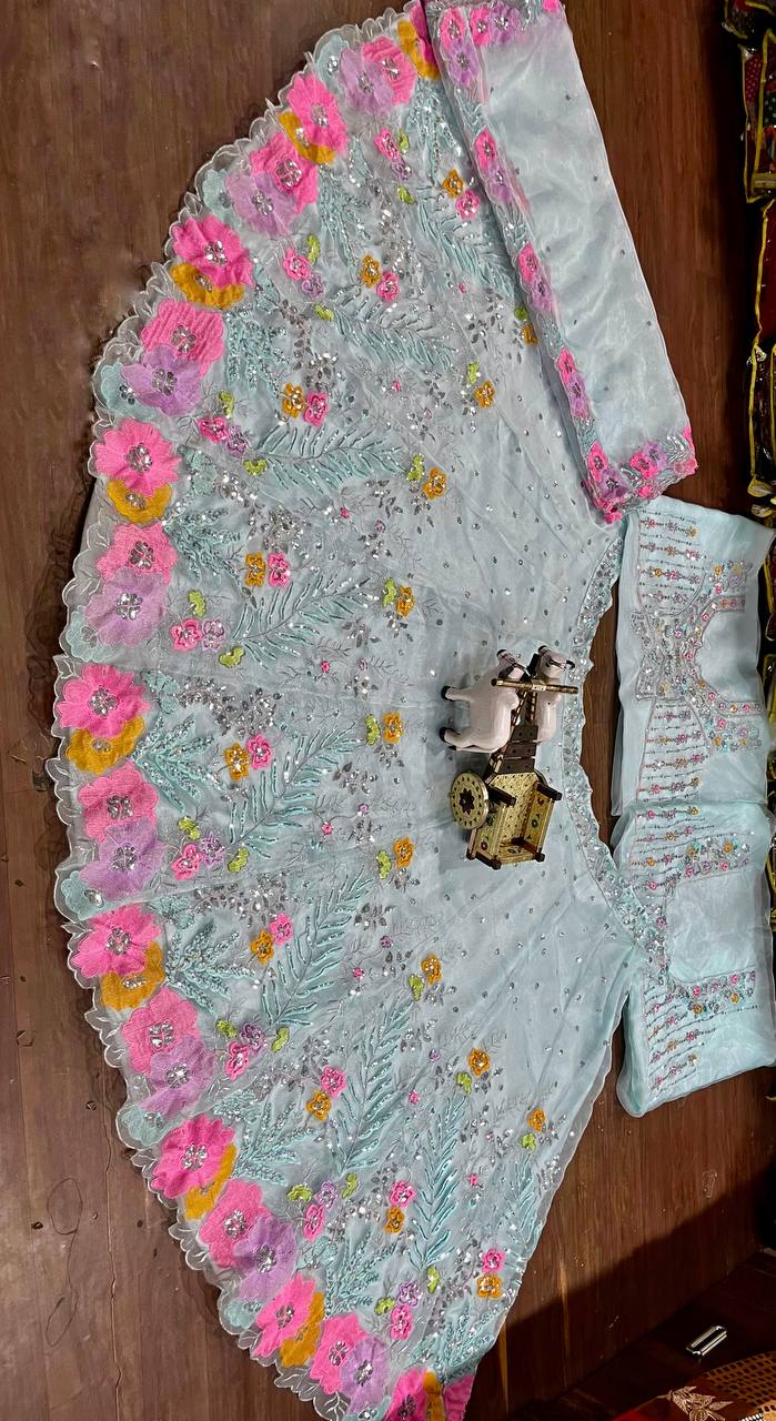 Lancement de Lehenga évasé de 4 mètres avec broderie à paillettes