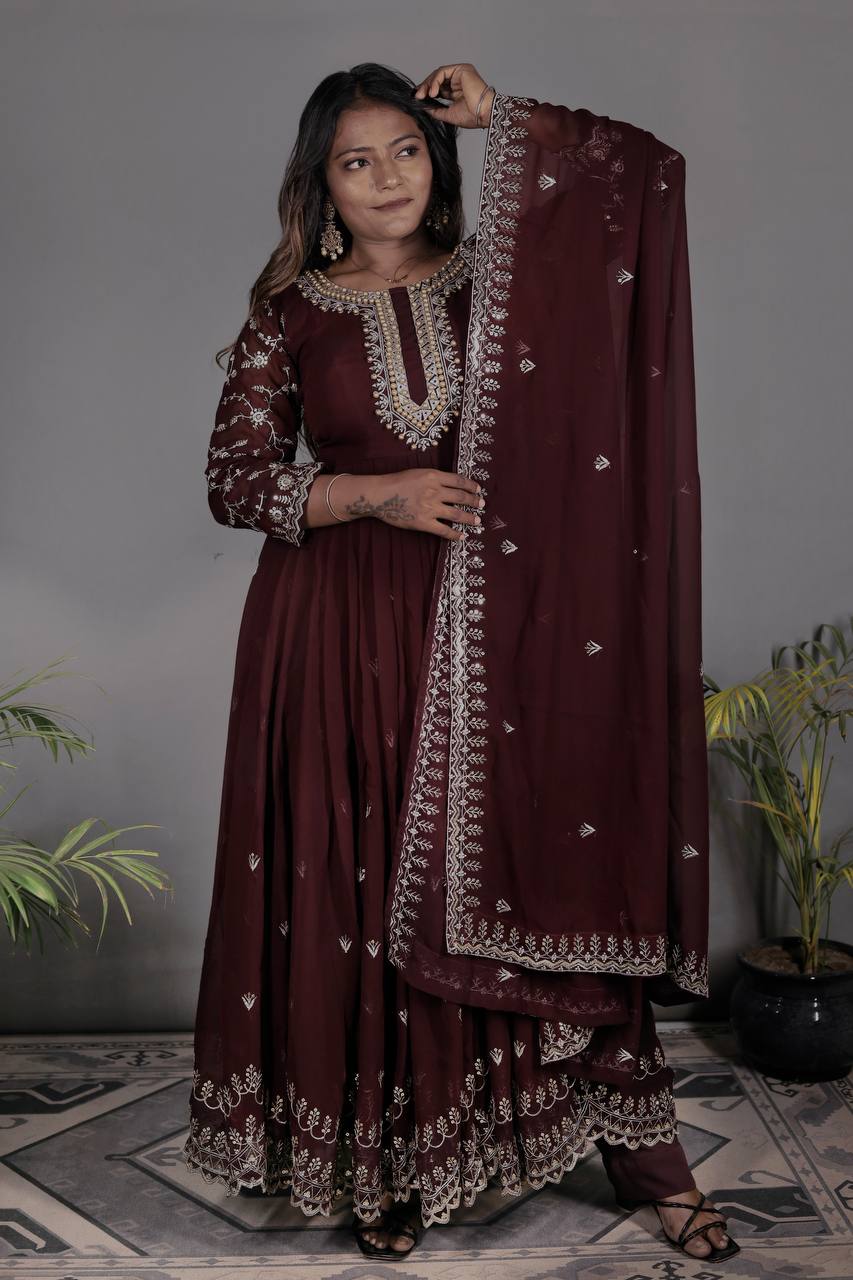 3 PIECE GOWN WITH  BEAUTIFUL DUPATTA AND BOTTOM