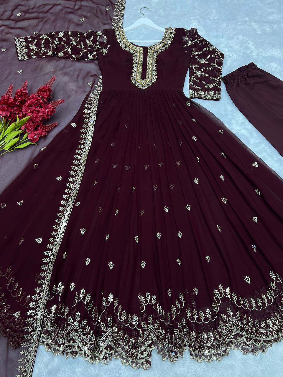 3 PIECE GOWN WITH  BEAUTIFUL DUPATTA AND BOTTOM