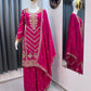 EID SPECIAL SEQUENCE EMBROIDERY ON SILK FABRIC TOP AND PLAZZO