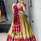 Kanchipuram Silk Zari Weaving With Contrast Border and Silver Golden Zari Detailings Lehenga