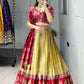 Kanchipuram Silk Zari Weaving With Contrast Border and Silver Golden Zari Detailings Lehenga