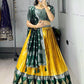 Kanchipuram Silk Zari Weaving With Contrast Border and Silver Golden Zari Detailings Lehenga