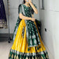 Kanchipuram Silk Zari Weaving With Contrast Border and Silver Golden Zari Detailings Lehenga