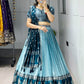 Kanchipuram Silk Zari Weaving With Contrast Border and Silver Golden Zari Detailings Lehenga
