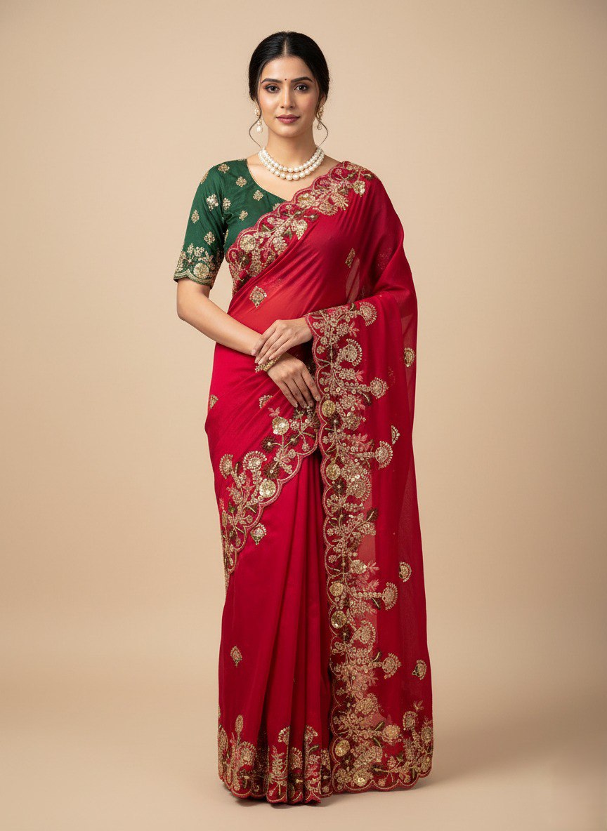 Party Wear Soft Fendy Chiffon Saree