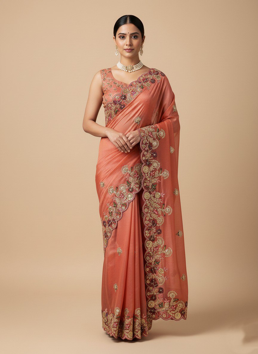 Party Wear Soft Fendy Chiffon Saree