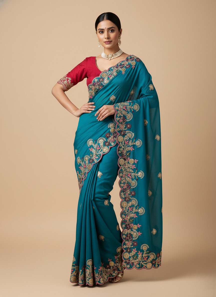 Party Wear Soft Fendy Chiffon Saree