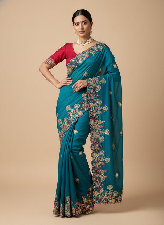 Party Wear Soft Fendy Chiffon Saree