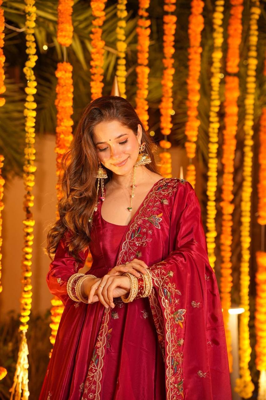 Heavy Silk With Multi Sequins & Thread work Suit