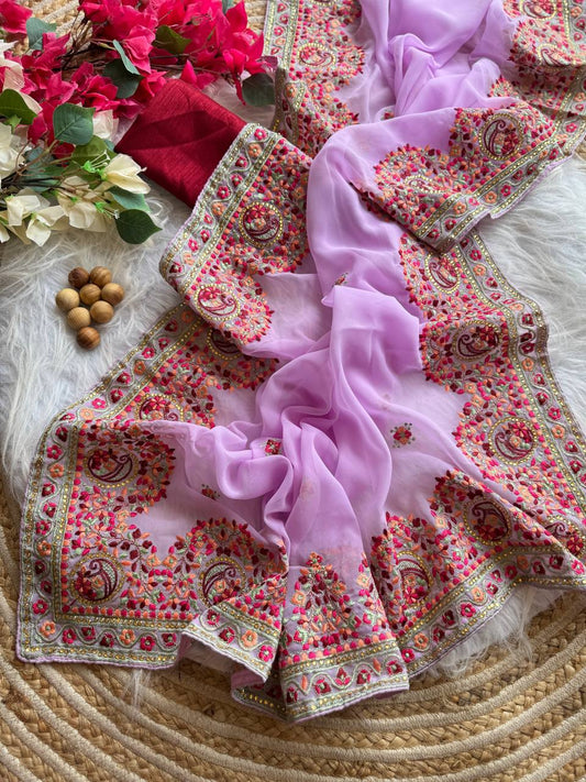 pure and soft Georgeett fabric saree