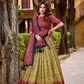 Vichitra silk lehenga with delicate prints brings heritage vibes