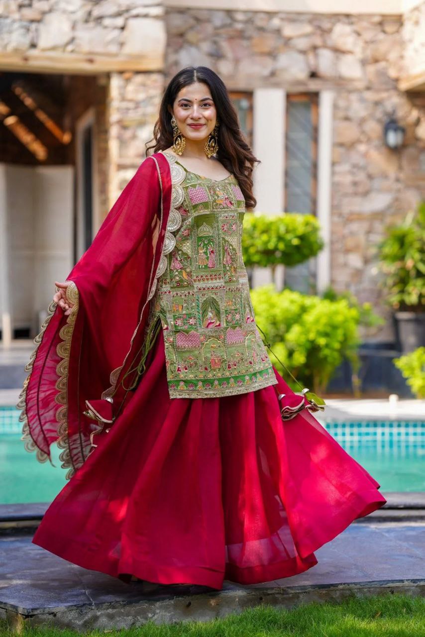 organza digital printed kurta