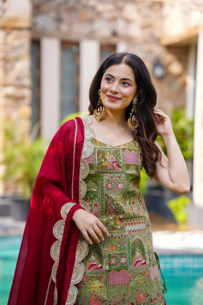 organza digital printed kurta