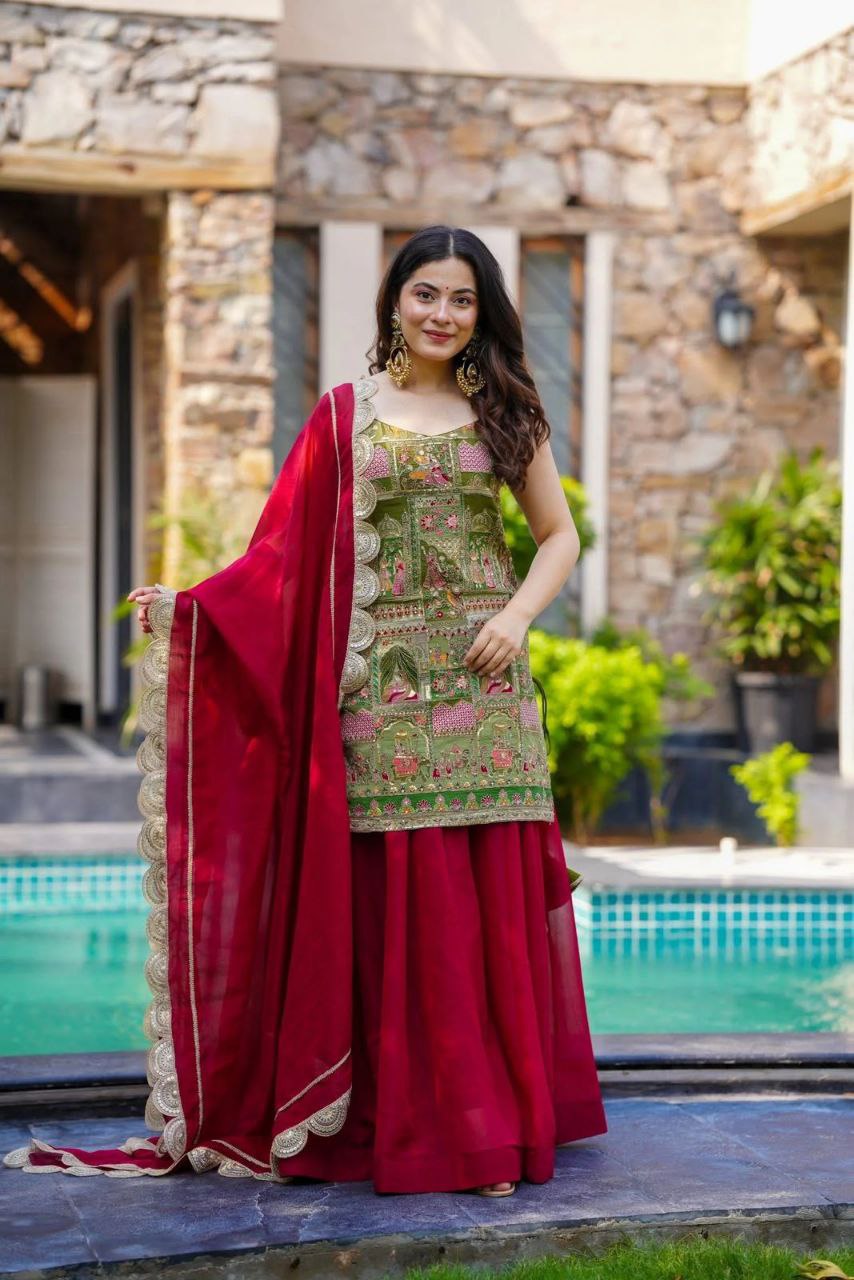 organza digital printed kurta