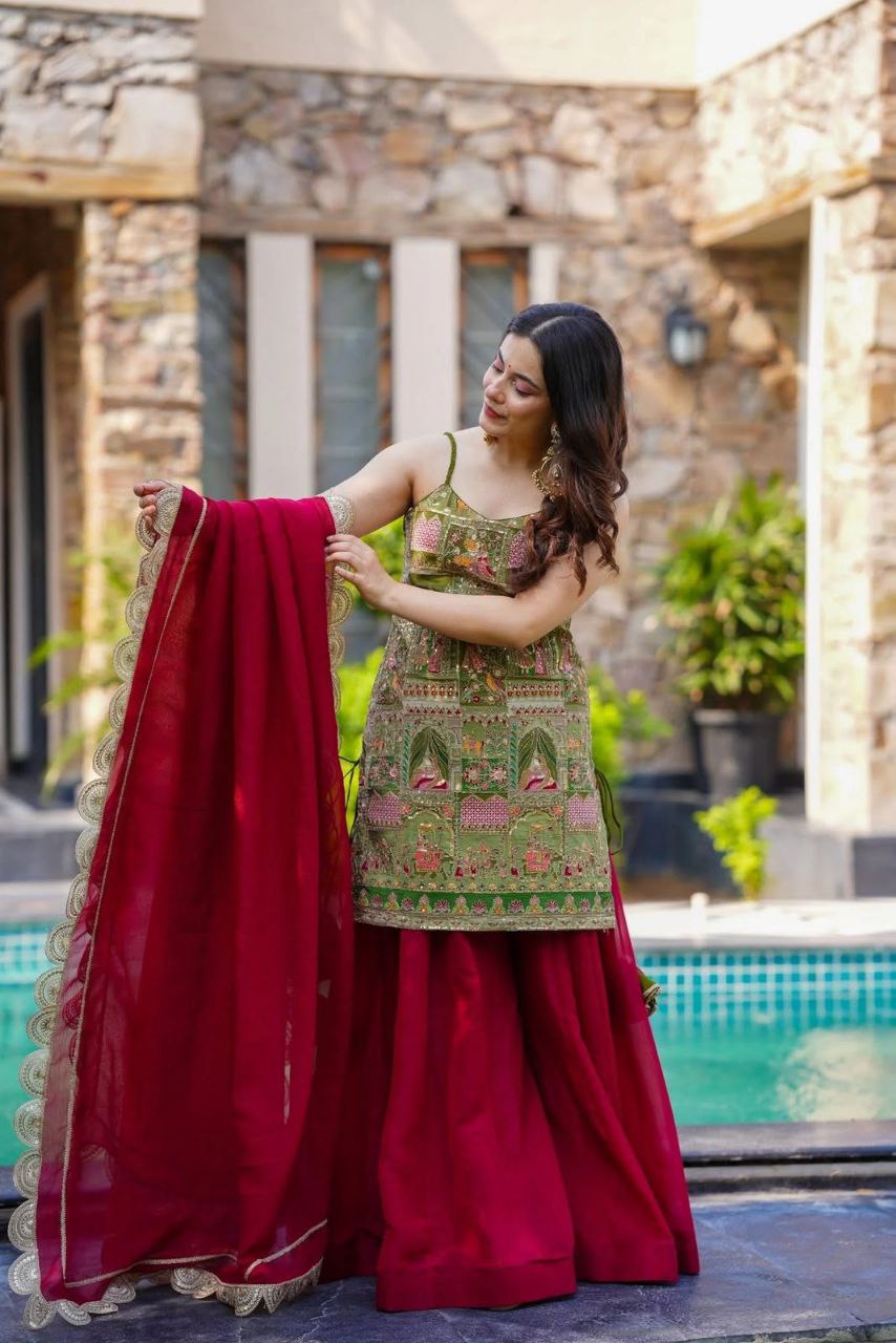 organza digital printed kurta