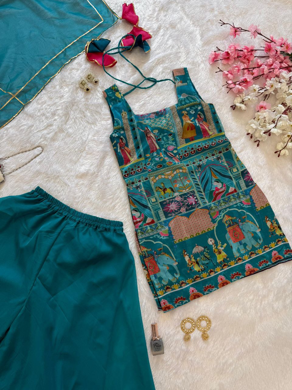 organza digital printed kurta