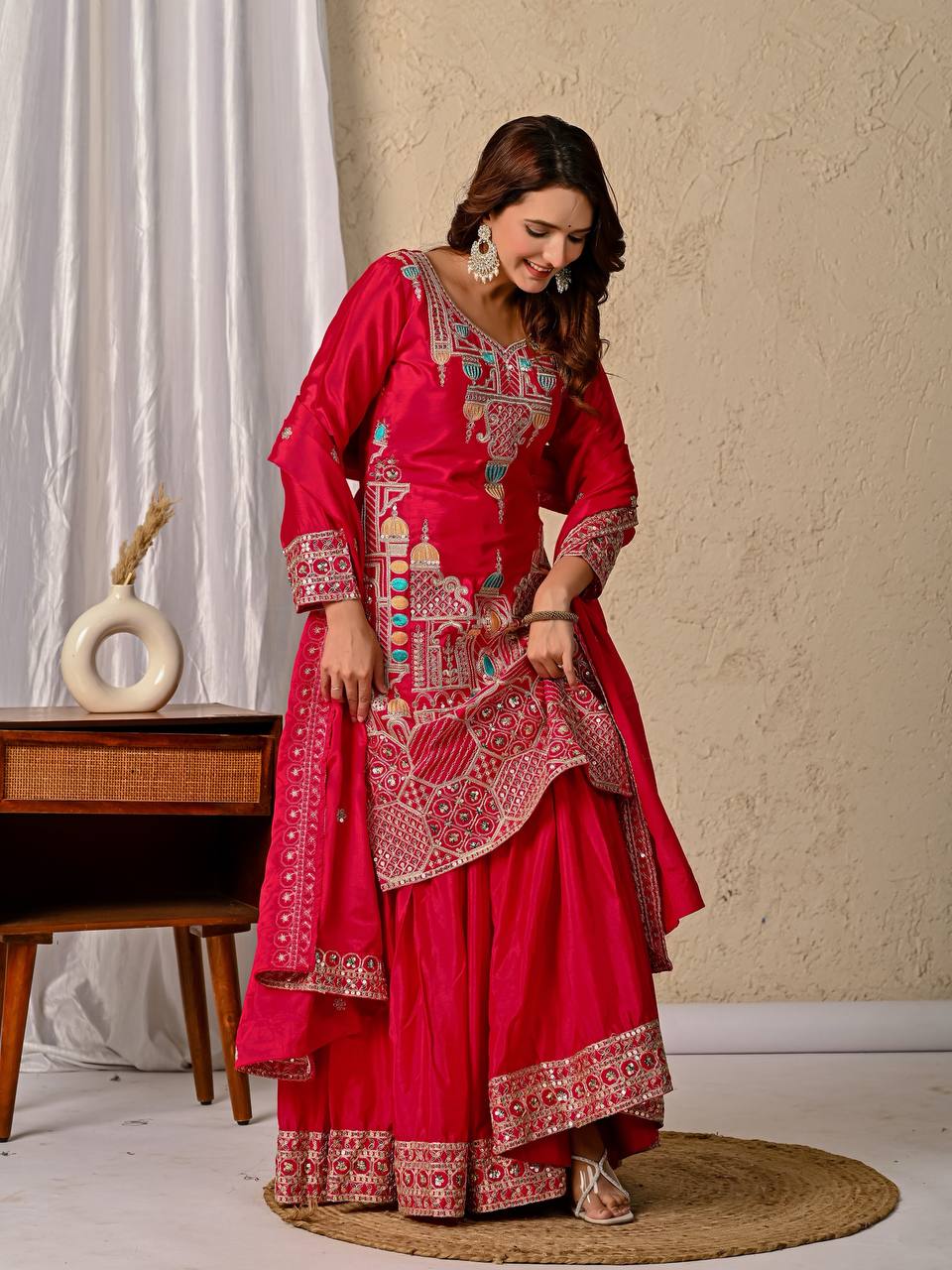 Launching New Designer Party Wear Look Top Sharara Plazzo and Dupatta