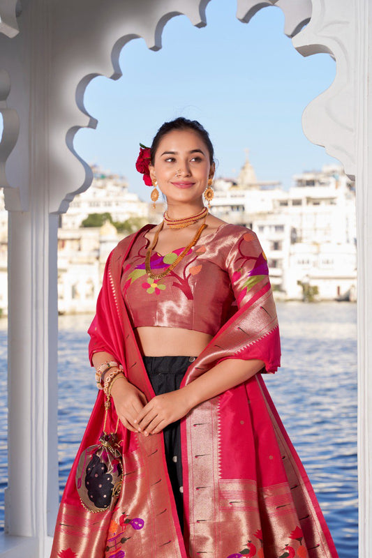 Jacquard Silk Weaving Zari Work With Lace Touch Up Lehenga