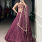 Chanda Silk Plain With Sequins and Thread Embroidery Work Belt Lehenga Choli