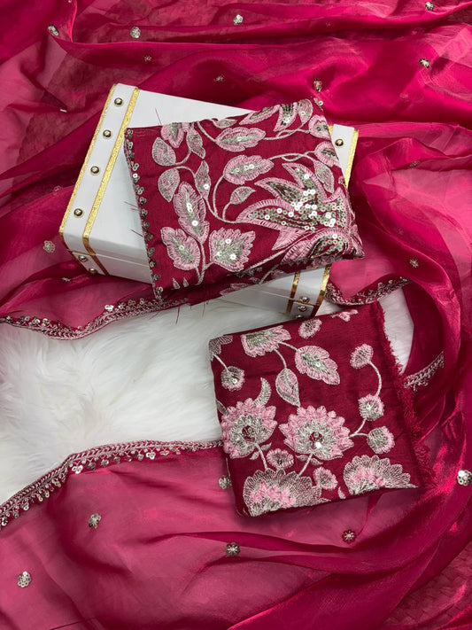 silk with 3mm sequence embroidery work lace border Saree