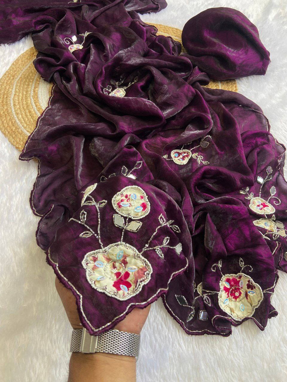 Beautiful fandy satin fabric saree