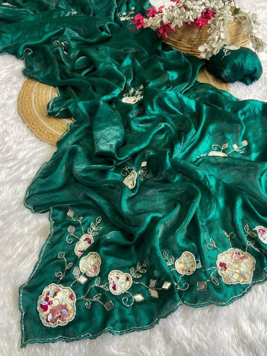 Beautiful fandy satin fabric saree