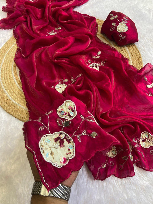 Beautiful fandy satin fabric saree