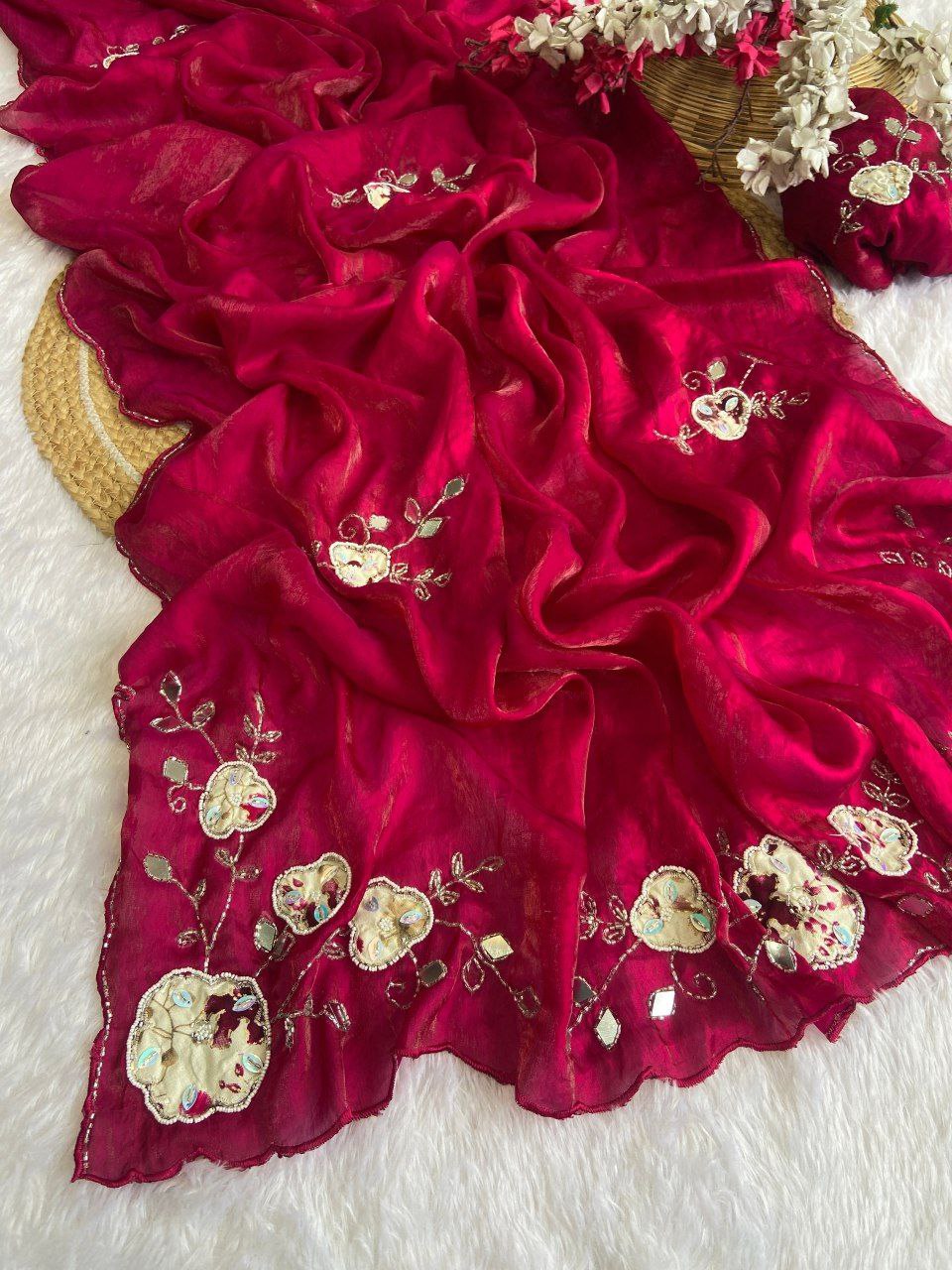 Beautiful fandy satin fabric saree